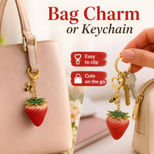 2 Pack Strawberry Bag Charm Lucky Mystery Box, Cute Fruit Blind Box Keychain Set Surprise Gift for Women Girls, Big Strawberry with Bee Pendant with 2 Surprise Boxes(Red & Pink)