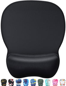 MROCO Ergonomic Mouse Pad with Gel Wrist Rest, 9.4 x 8.1 in, Black | Ergonomic Shape Design for Pain Relief, Cooling Feel Gel Cushioning for Wrist Comfort, Smooth Lycra Surface, Non-Slip PU Base