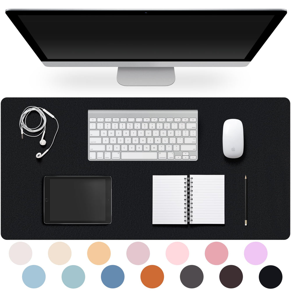 Leather Desk Pad Protector,Non-Slip Desk Pad,on-Slip PU Leather Large Mouse Pad,Easy Clean Desk Protecor Mat,Writing Pad for Office Work/Home/Decor(Black, 23.6" x 13.7")