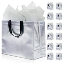KeerxunBag 12Pcs Reusable Gift Bags（Includes Tissue Paper） Gift bag with handle Birthdays Parties Holidays Weddings Medium 13x5x11in colorful Gift Bags