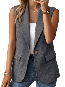 Mina Self 2026 Summer Women's Sleeveless Vest Tops - Lightweight Breathable Lined Trendy Casual Work Office Blazer - Pockets
