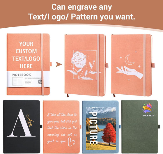 Personalized Notebook and Pen, Custom Notebooks Cover with Logo/Text/Image, Customizable A5 & A6 Leather Notebook, Lined Journals Present for Business Students Teacher (200 Lined Pages) - hover image