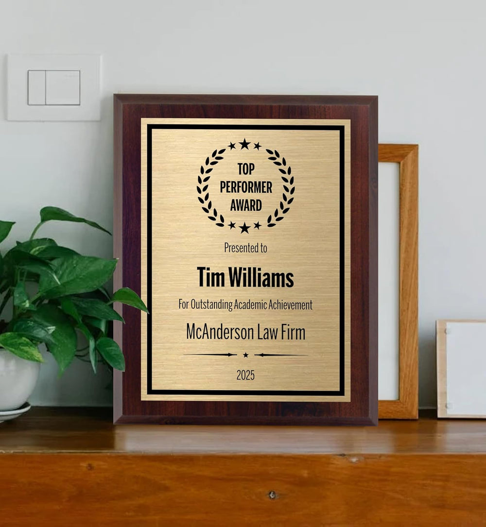 Award Plaques Personalized with Your Text and Title - Engraved Plaque Customized for Employee Appreciation, Recognition, Retirement, Service, Thank You, and more - Custom Awards for Employees, Co-Worker, Friends - Choose Your Size: (6x8 Gold/Black)