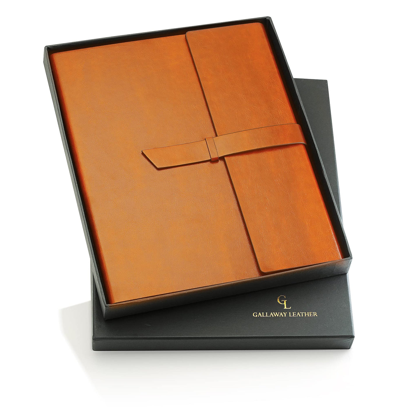 GALLAWAY LEATHER Padfolio Portfolio Folder – Slim Portfolio Folio Organizer Holder for Letter Legal A4 Note Pads Notebooks for Men Women Refillable Business Leather Portfolio Binder, Dark Chocolate