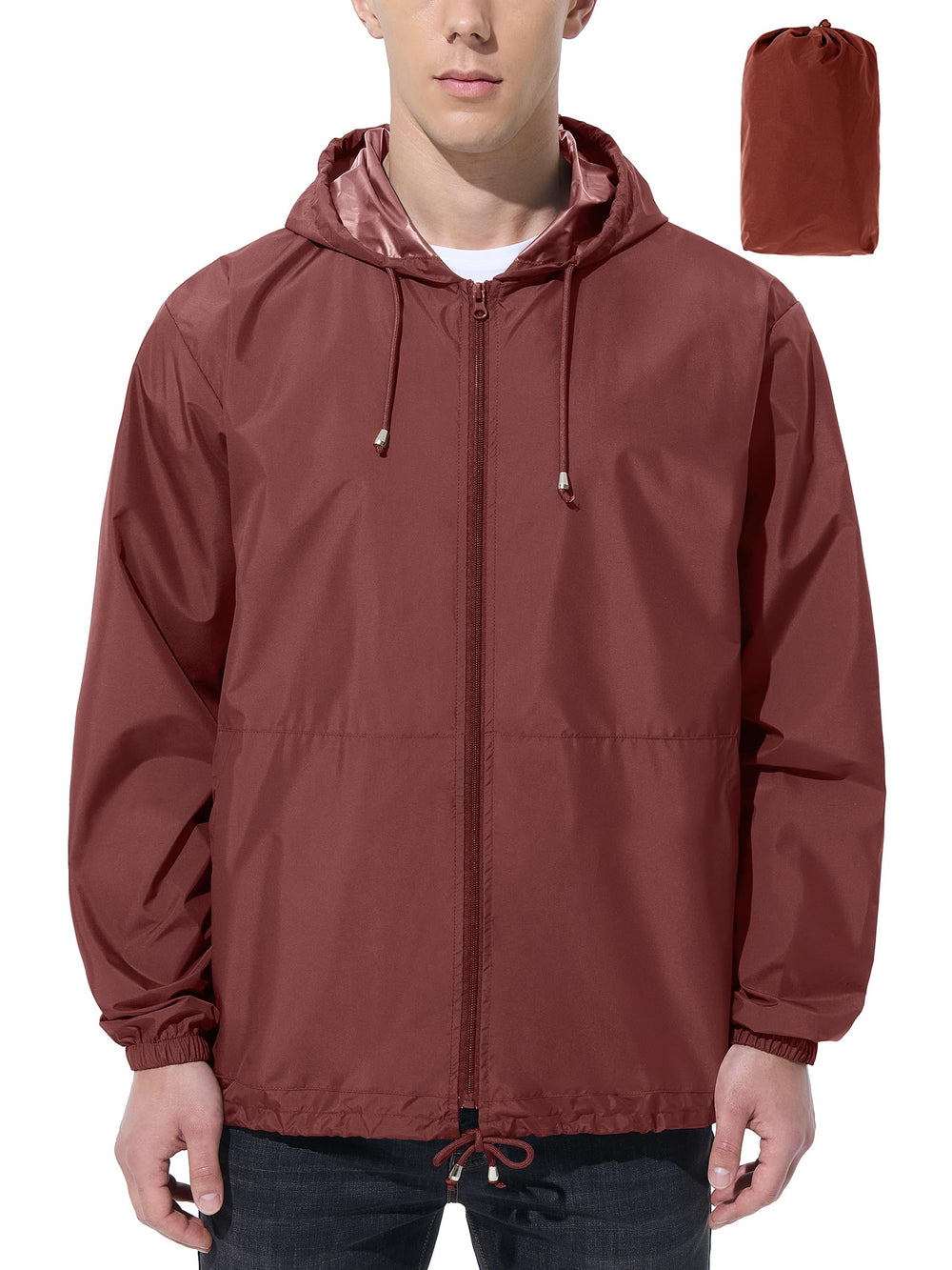UIQUR Mens Rain Jacket Raincoat Windbreaker Running Waterproof Lightweight Packable with Hood Travel Hiking Cycling