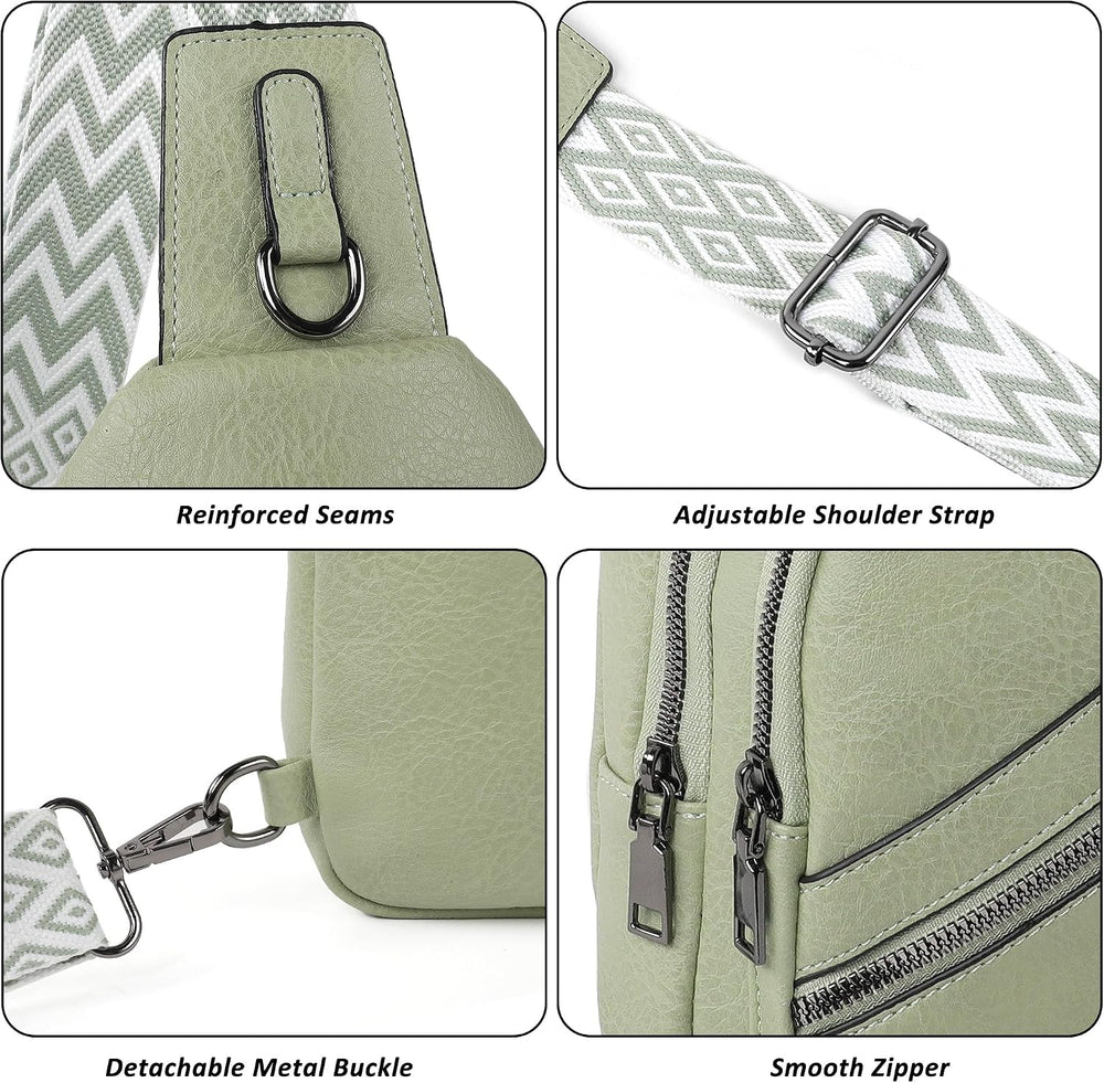 TANTOMI Sling Bag Crossbody Bags for Women Leather Cross Body Bag Trendy Fanny Pack Chest Travel Purse with Adjustable Strap