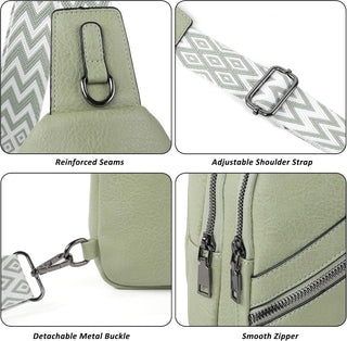TANTOMI Sling Bag Crossbody Bags for Women Leather Cross Body Bag Trendy Fanny Pack Chest Travel Purse with Adjustable Strap