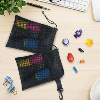 10 PCS With Clips Mesh Drawstring Bags, Portable Nylon Storage Bags for toy,Sports Storage,Outdoor activities etc. (5.9x7.9in)