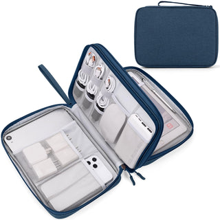FYY Travel Cable Organizer Pouch Electronic Accessories Carry Case Portable Waterproof Double Layers All-in-One Storage Bag for Cord, Charger, Phone, Earphone Black