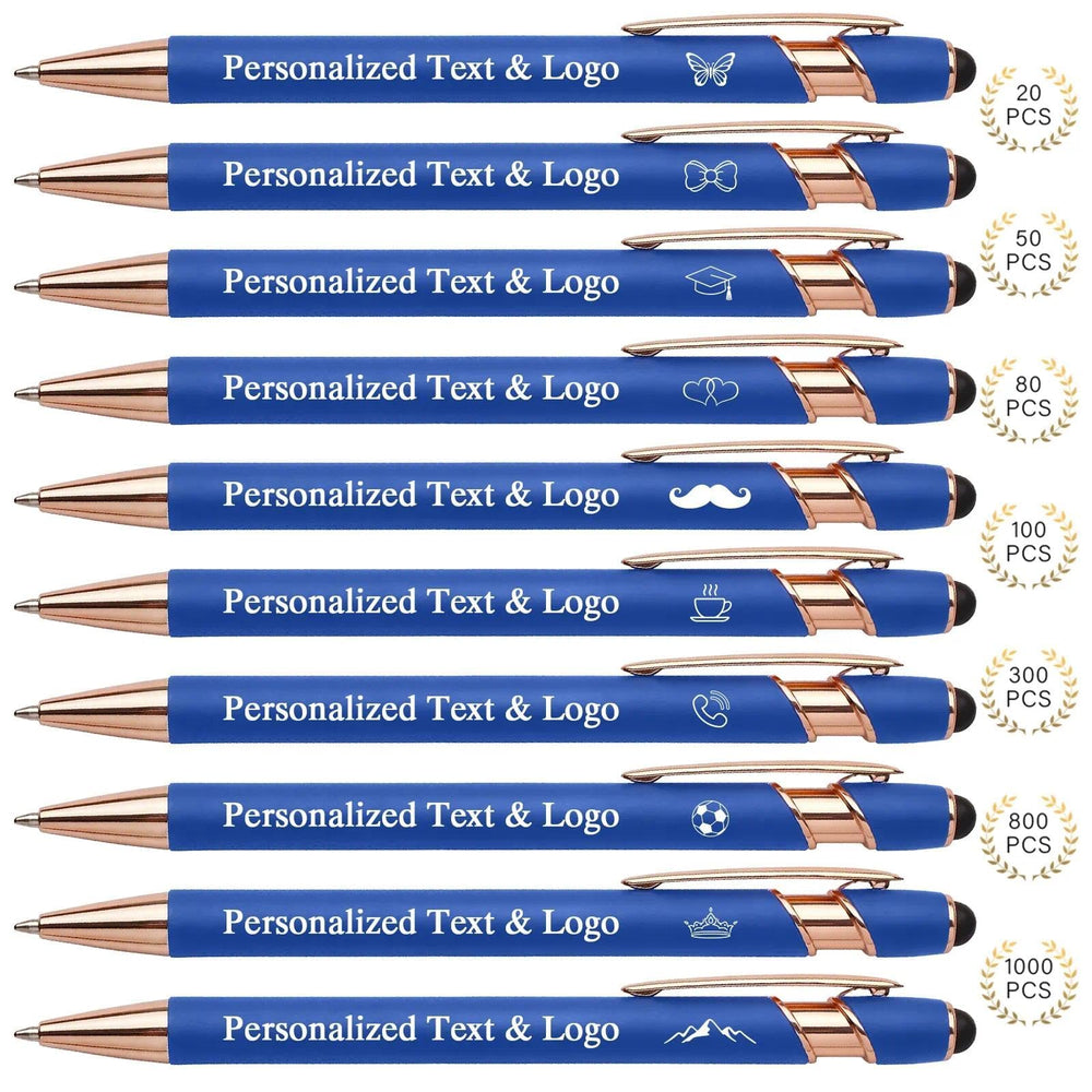 WNNNS Bulk Custom Pens Personalized with Name & Logo, Customized Engraved Pens, Black Ink Ballpoint with Stylus Tips, Office Employee Graduation Teacher Appreciation Gifts.