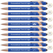 WNNNS Bulk Custom Pens Personalized with Name & Logo, Customized Engraved Pens, Black Ink Ballpoint with Stylus Tips, Office Employee Graduation Teacher Appreciation Gifts.