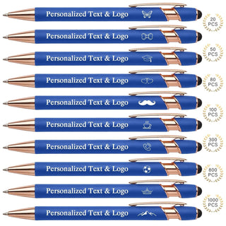 WNNNS Bulk Custom Pens Personalized with Name & Logo, Customized Engraved Pens, Black Ink Ballpoint with Stylus Tips, Office Employee Graduation Teacher Appreciation Gifts.
