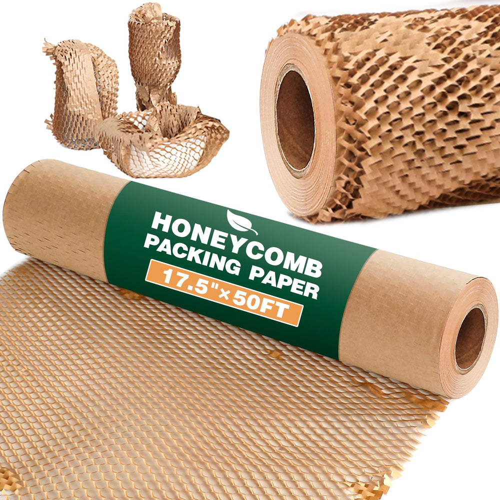 MAXECHO 50 Sheets Honeycomb Packing Paper Expanded Size 12" × 16" Unexpanded Size 14.5" × 11" Bubble Cushioning Wrap for Moving Shipping Products Gifts Wrapping Essentials Packaging Materials Supplies