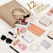 Small 6pcs Burlap Tote Bag Set with Handles, 11*9.45*3.94 Inch Waterproof Reusable Blank Grocery Bags with Ribbon Large Jute Tote for Women Bridesmaid Gift Beach Shopping Wedding Travel DIY