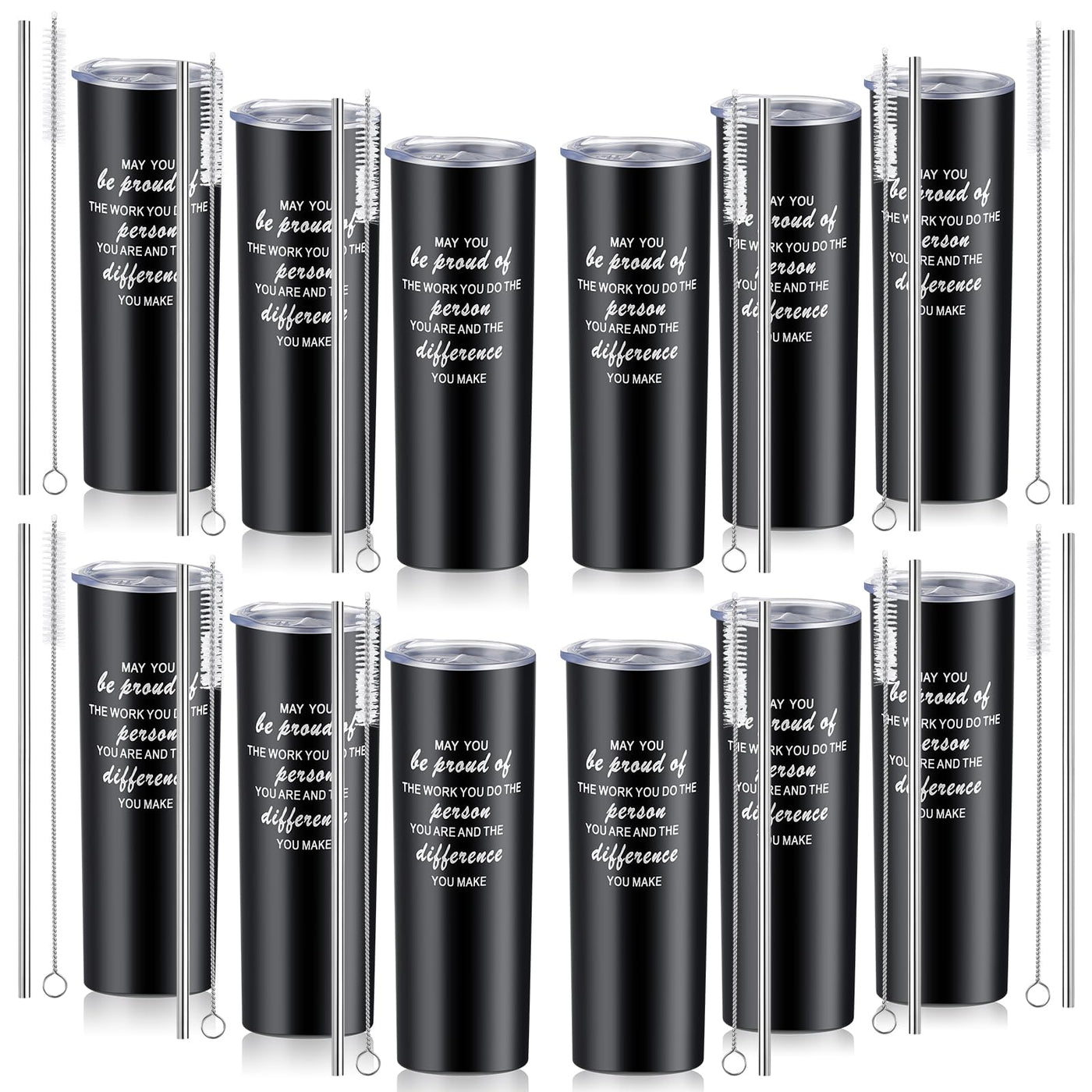 Lallisa 12 Sets Thank You Gifts for Men Women Insulated Stainless Steel Travel Tumbler Mug 20oz Inspirational Appreciation Christmas Gifts for Boss Teacher Employee Coworker Friends(Colorful)