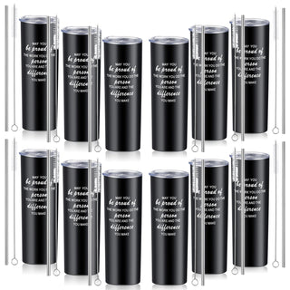 Lallisa 12 Sets Thank You Gifts for Men Women Insulated Stainless Steel Travel Tumbler Mug 20oz Inspirational Appreciation Christmas Gifts for Boss Teacher Employee Coworker Friends(Colorful)