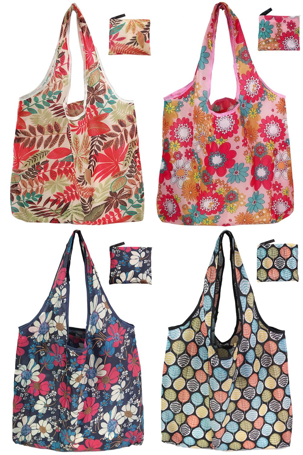 Reusable Grocery Bags, 6 Pack 50Lbs Foldable Fashion Washable Shopping Bags, Large Boho Tote Bags For Groceries, Bulk Market Cloth Storage Bags, Utility Aesthetic Personalized Gifts For Women