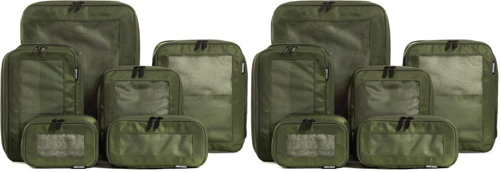 Aerotrunk Compression Packing Cubes for Travel - Luggage Organizer Bags - Double Zipper Packing Cubes for Suitcases (6-Pack, Beige)