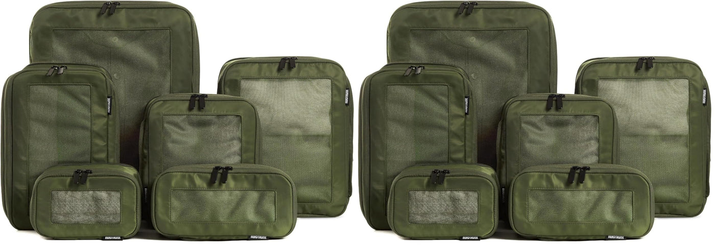 Aerotrunk Compression Packing Cubes for Travel - Luggage Organizer Bags - Double Zipper Packing Cubes for Suitcases (6-Pack, Beige)