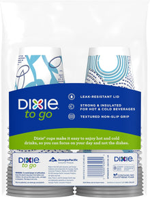 Dixie To Go Paper Coffee Cups With Lids,12 oz, 14 ct, Disposable Insulated Paper Cups for On-The-Go Hot or Cold Beverages | Medium
