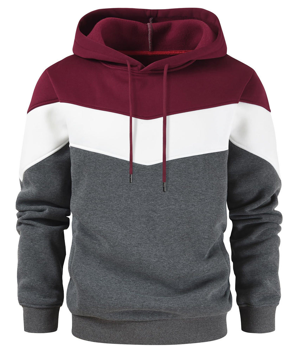 Gesean Men's Novelty Color Block Pullover Fleece Hoodie Long Sleeve Casual Sweatshirt with Pocket