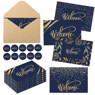 Fumete 72 Sets Bulk Welcome Card for Guest with Kraft Envelope Sticker Blank 6x4 in Interior Welcomes Note Card Paper Hotel Business Greeting Postcard Wedding Employee Team(White)