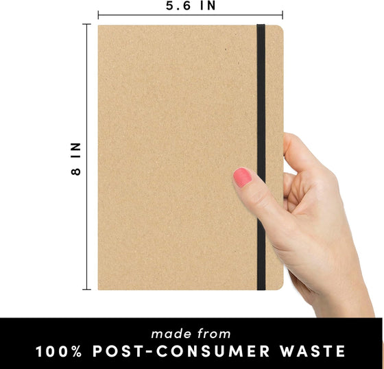 PAPERAGE Recycled Lined Journal Notebook, (Kraft), 160 Pages, Medium 5.6 in x 8 in - 100 GSM Thick Paper – College Ruled, Hardcover Journaling Notebook for Work, School & Note Taking - hover image