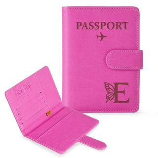 COSHAYSOO Purple Passport Cover Holder and Initial Luggage Tag Set TSA Approved with Personalized Monogram Chenille Letter Patch for Women Teen Girls, Cute Travel Bag Suitcase Identifier (A)