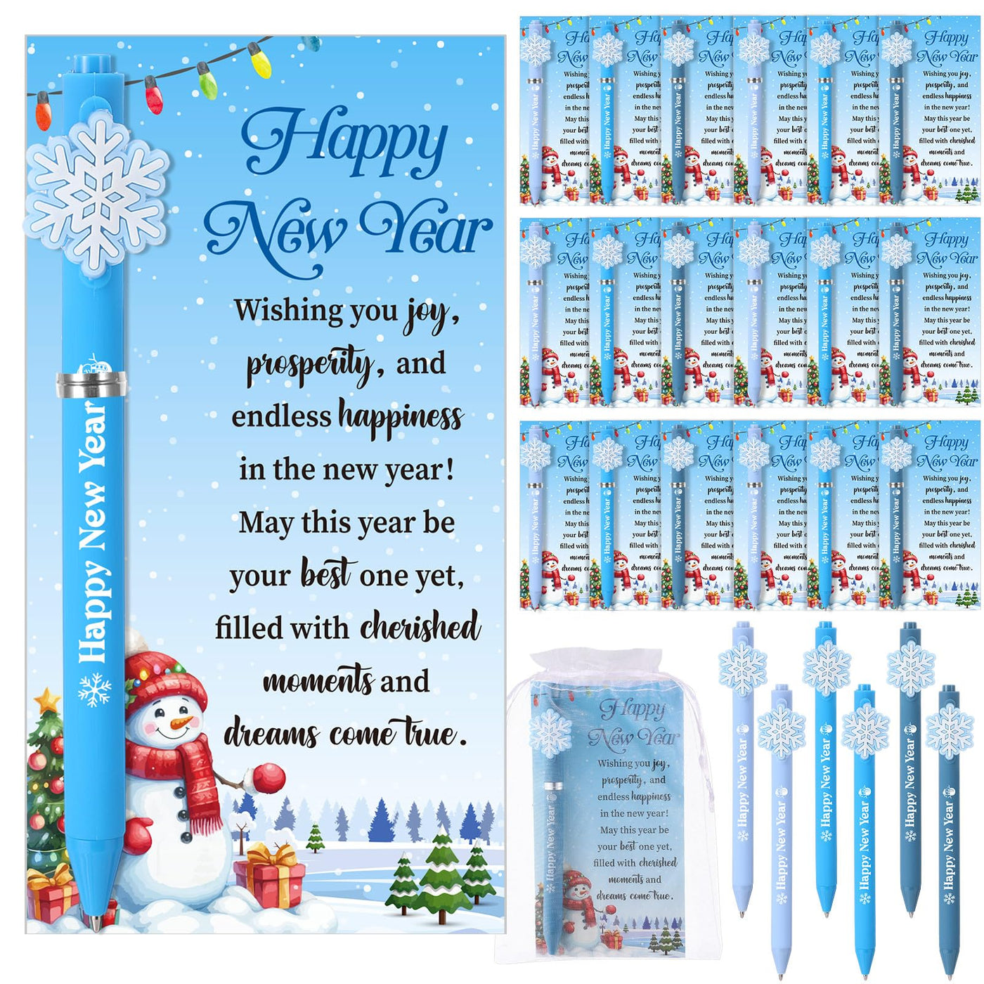 Marspark 30 Set Welcome Back to School Gifts Bulk Ballpoint Pens and Greeting Cards Set with Bags Twist Ties Composition First Day of School Gifts for Teacher Student Classroom Party Favors Supplies