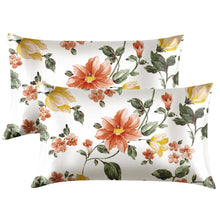 EXQ Home Silky Satin Pillowcase for Hair and Skin,Printed Pillow Cases Standard Size Set of 2 Satin Pillow Case 2 Pack with Envelope Closure(Ink Leaf, 20x26)