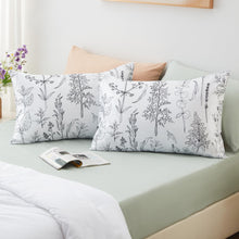 EXQ Home Silky Satin Pillowcase for Hair and Skin,Printed Pillow Cases Standard Size Set of 2 Satin Pillow Case 2 Pack with Envelope Closure(Ink Leaf, 20x26)