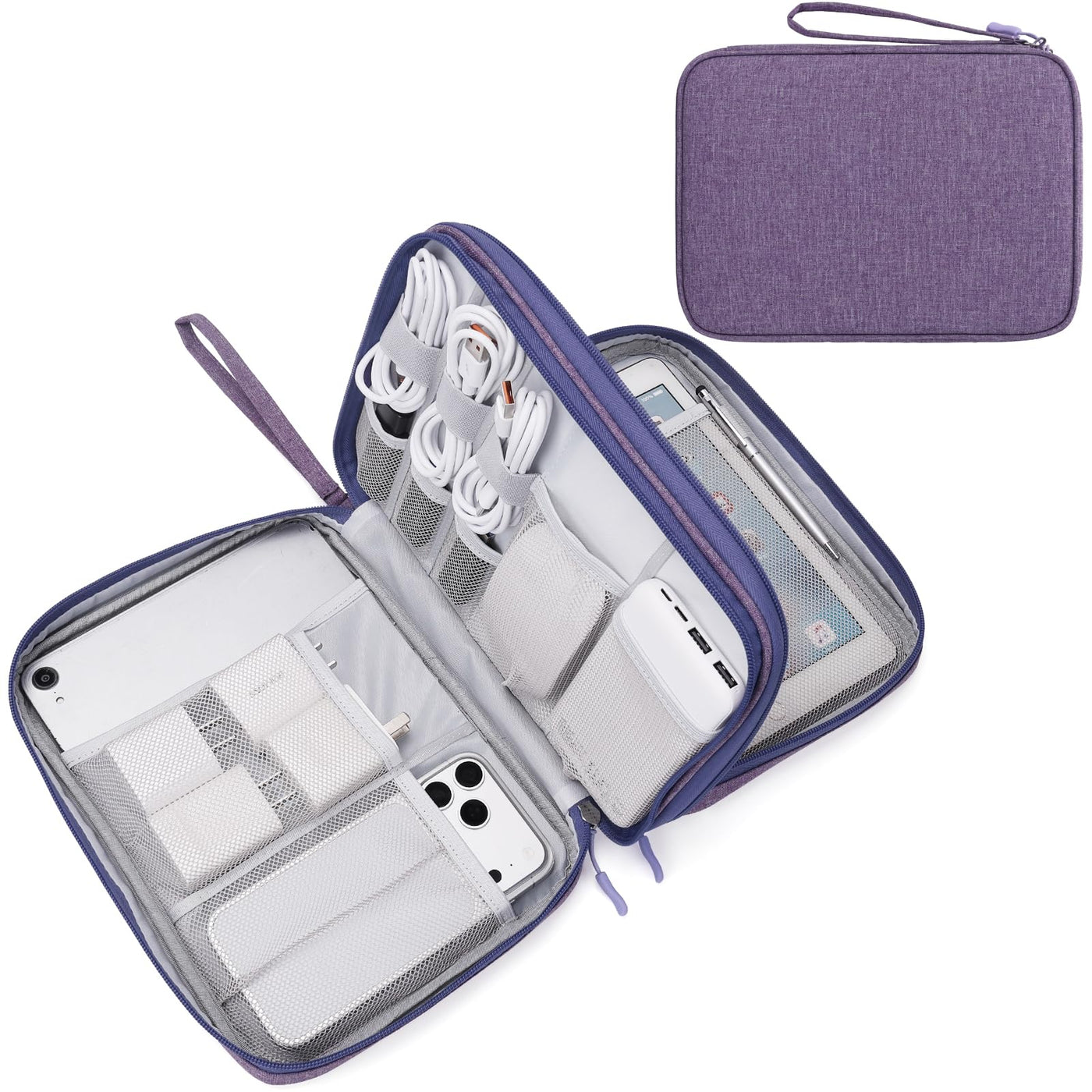 FYY Travel Cable Organizer Pouch Electronic Accessories Carry Case Portable Waterproof Double Layers All-in-One Storage Bag for Cord, Charger, Phone, Earphone Black