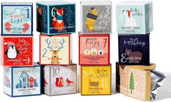 Thoughtfully Gourmet, 12 Days of Christmas Hot Chocolate Gift Set, Flavors Include Rocky Road, Cookies Butter, Pumpkin Pie & More, Set of 12 - hover image