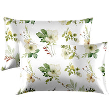 EXQ Home Silky Satin Pillowcase for Hair and Skin,Printed Pillow Cases Standard Size Set of 2 Satin Pillow Case 2 Pack with Envelope Closure(Ink Leaf, 20x26)