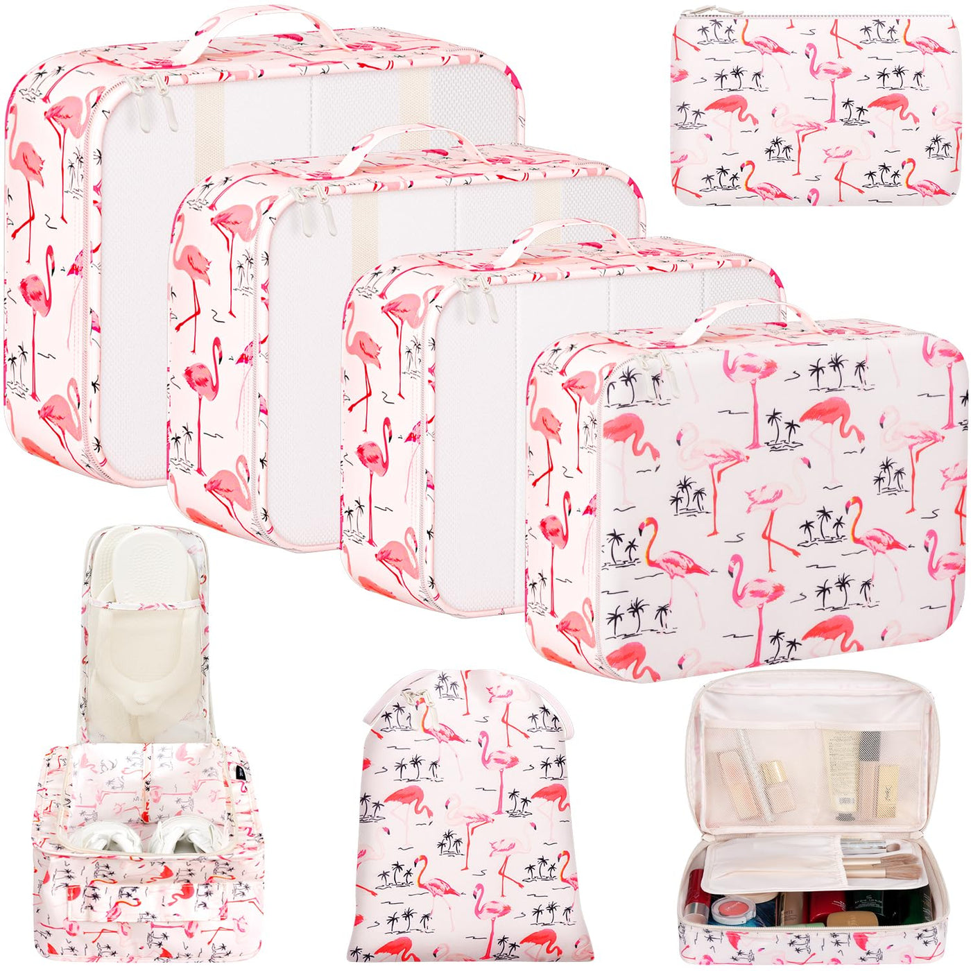 BAGAIL 8 Set Packing Cubes Luggage Packing Organizers for Travel Accessories-Cream