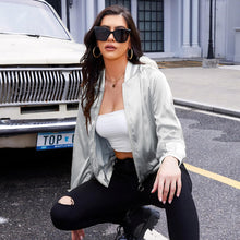 Zando Bomber Jacket Women 2025 - Lightweight Cropped Jacket Zip Up Casual Striped Women Jackets Trendy Outerwear with Pockets
