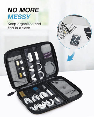 BAGSMART Large Electronics Travel Organizer Case, Tech Accessories Cord Storage Bag for Phone, Power Bank, SD Card, Cables, Black