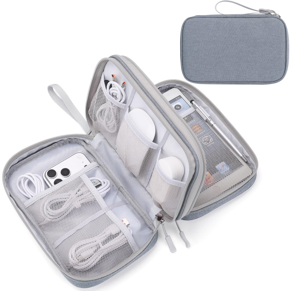FYY Travel Cable Organizer Pouch Electronic Accessories Carry Case Portable Waterproof Double Layers All-in-One Storage Bag for Cord, Charger, Phone, Earphone Black