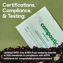 Compostic Compostable Snack Bags, Snack Size (60 Count) Starter Pack — Resealable Zip-Seal, Plant-Based, Home Compostable, Freezer Safe, BPA-Free, Non-Toxic, GMO-Free Food Storage Bags