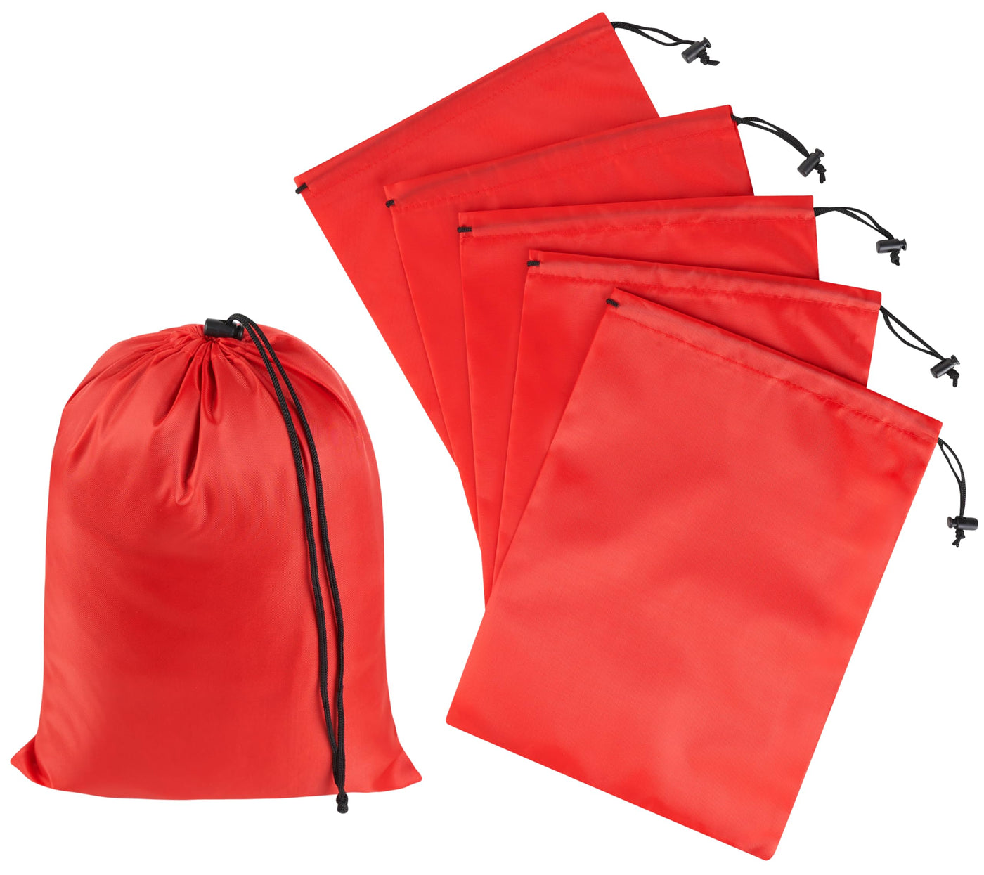 PALTERWEAR Drawstring Bag with Toggle - Nylon Cinch and Ditty Pouch - Six Pack (Black, 6 x 8 Inch, Set of 6)
