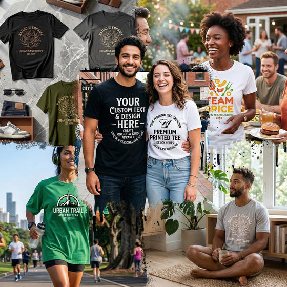Custom T Shirts with Photo/Logo/Text - Personalized Comfort Cotton Tee for Men Women Design Your Own Shirt Front & Back Print - hover image