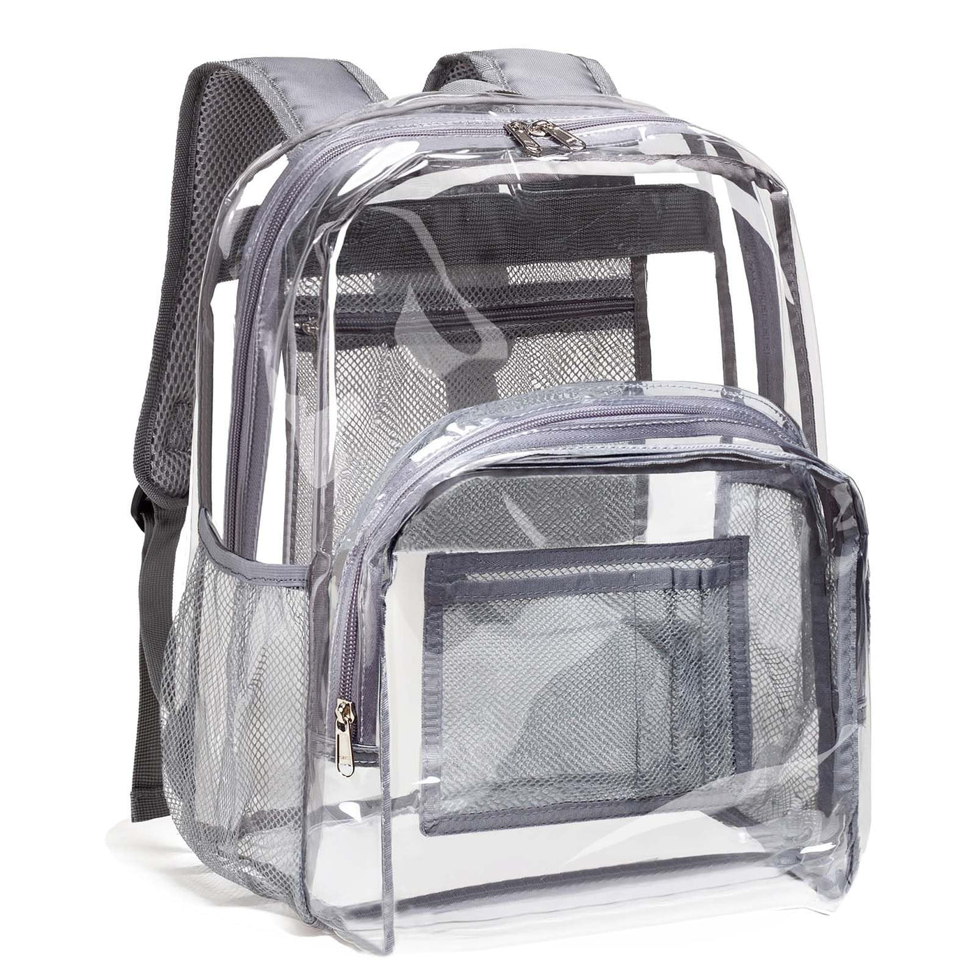 Vorspack Clear Backpack Heavy Duty PVC Transparent Backpack with Reinforced Strap Stitches & Large Capacity for College Workplace Security - Black