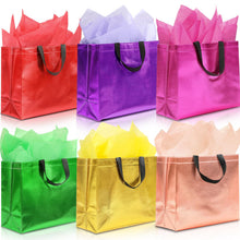 KeerxunBag 12Pcs Reusable Gift Bags（Includes Tissue Paper） Gift bag with handle Birthdays Parties Holidays Weddings Medium 13x5x11in colorful Gift Bags