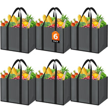 WISELIFE Reusable Grocery Bags with Handles - 3 Pack, 35L Large Shopping Bags for Groceries, Water-Resistant & Foldable Grocery Totes for Lasting Use for Kitchen, Market, Car Trunk, Picnic (Gray)
