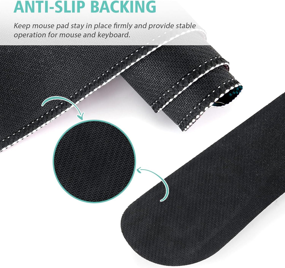 Keyboard Mouse Pad Set,Large Gaming Mouse Pad+Keyboard Wrist Rest+Wrist Rest+Coaster,Computer Desk pad Set Wrist Support for Office Desktop Laptop. (35.4" x 15.7") Extended Desk Mat (Floral)