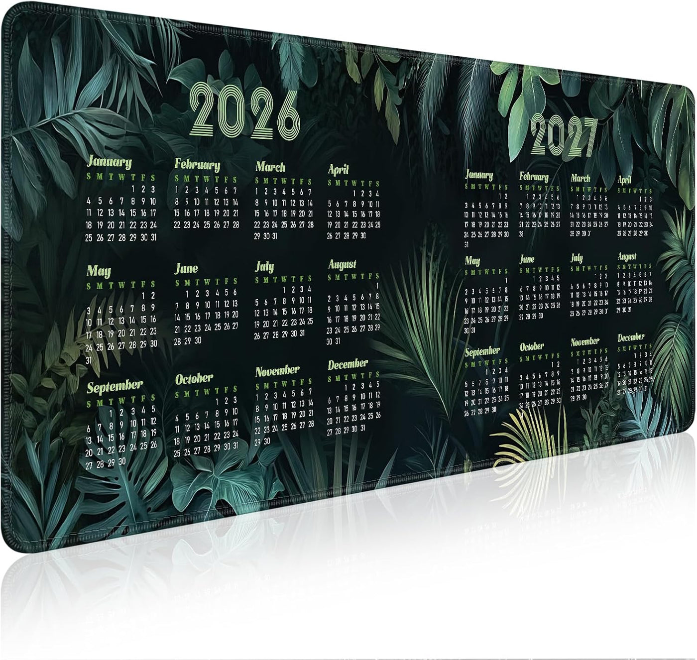 2026-2027 Two-Year Calendar Desk Pad, Large Waterproof Mouse Pad with Stitched Edges Non-Slip Rubber Base, Multi-Functional Desk Mat for Office Home Gaming Business