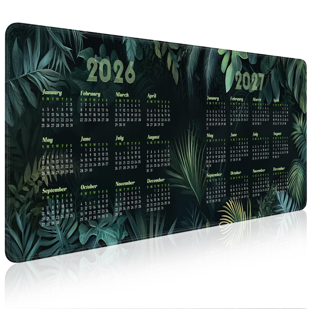 2026-2027 Two-Year Calendar Desk Pad, Large Waterproof Mouse Pad with Stitched Edges Non-Slip Rubber Base, Multi-Functional Desk Mat for Office Home Gaming Business