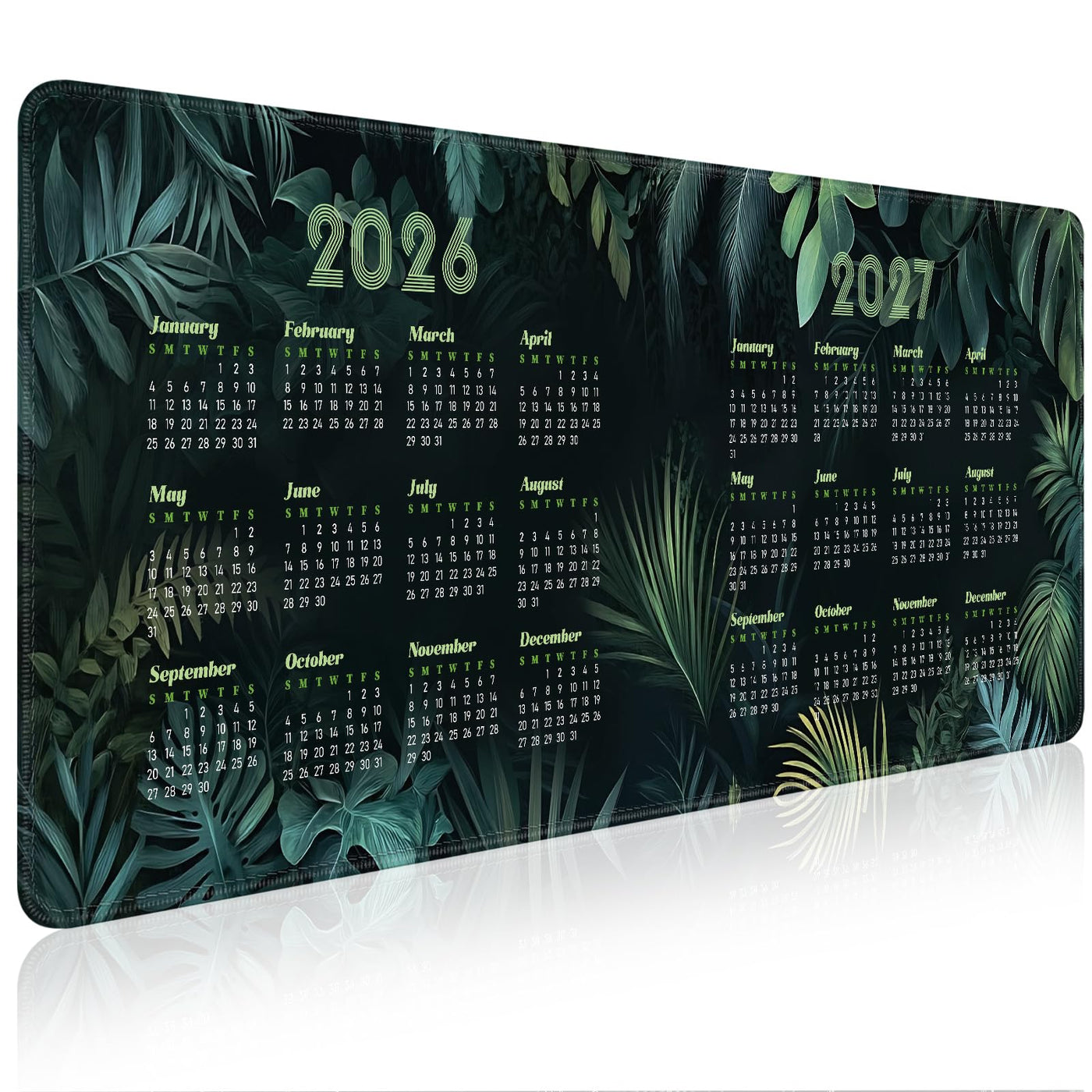 2026-2027 Two-Year Calendar Desk Pad, Large Waterproof Mouse Pad with Stitched Edges Non-Slip Rubber Base, Multi-Functional Desk Mat for Office Home Gaming Business