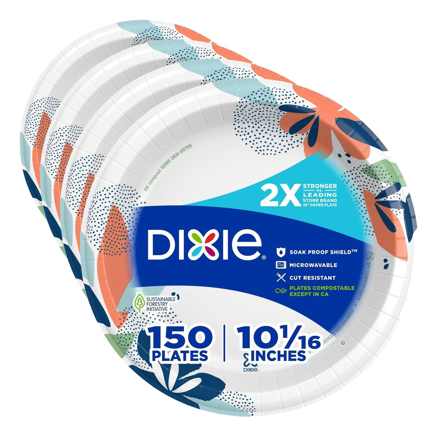 Dixie Medium Paper Plates, 8.5 Inch, 90 Count, 2X Stronger*, Microwave-Safe, Soak-Proof, Cut Resistant, Disposable Plates For Everyday Breakfast, Lunch, & Dinner Meals