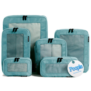 Aerotrunk Compression Packing Cubes for Travel - Luggage Organizer Bags - Double Zipper Packing Cubes for Suitcases (6-Pack, Beige)